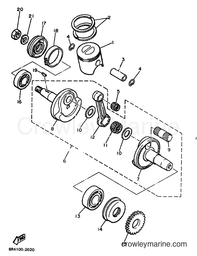 1996 Snowmobile BR250 - BR250 (81F) [999] - CRANKSHAFT & PISTON