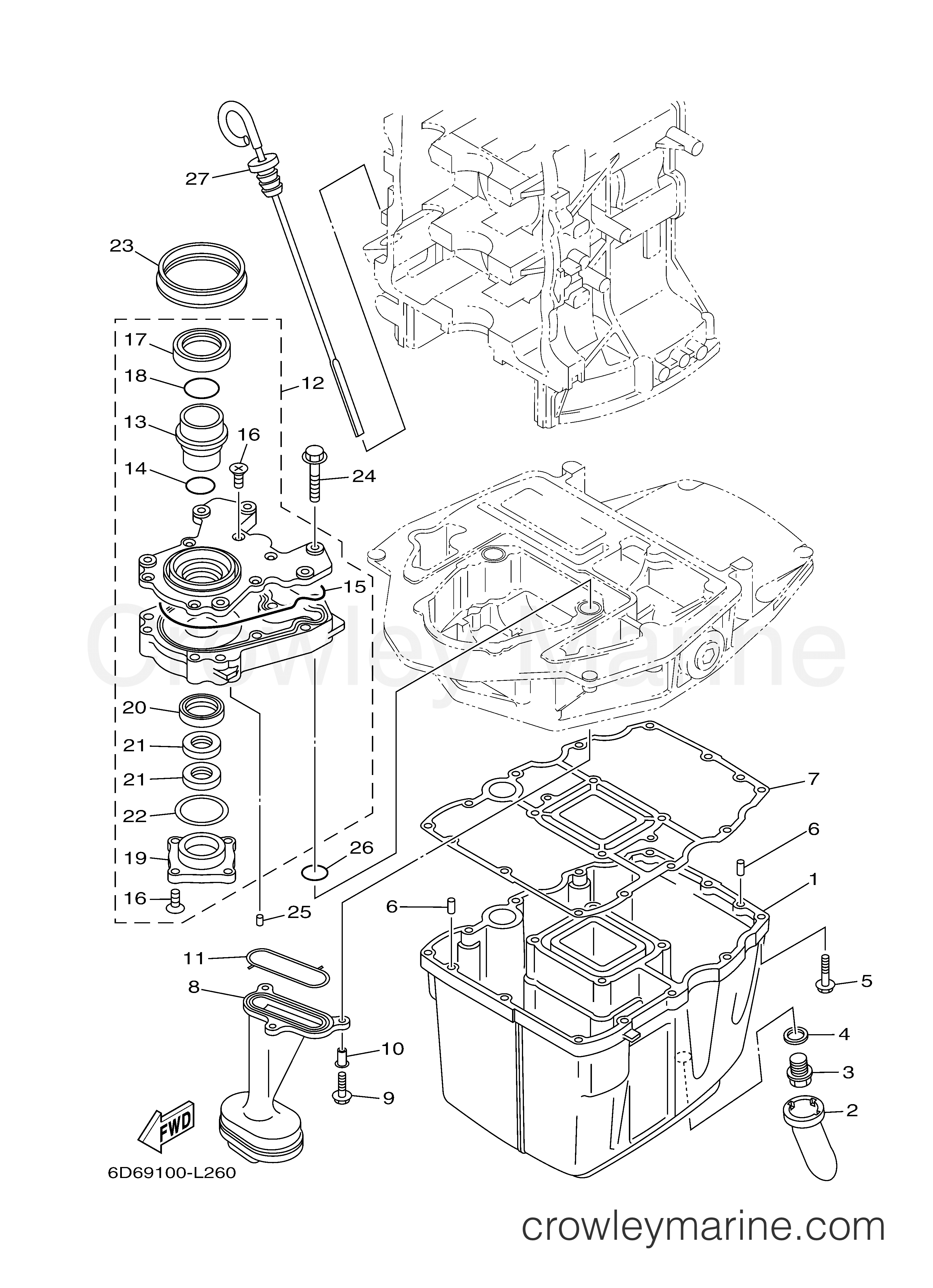 Yamaha Motors F90XA - OIL PAN