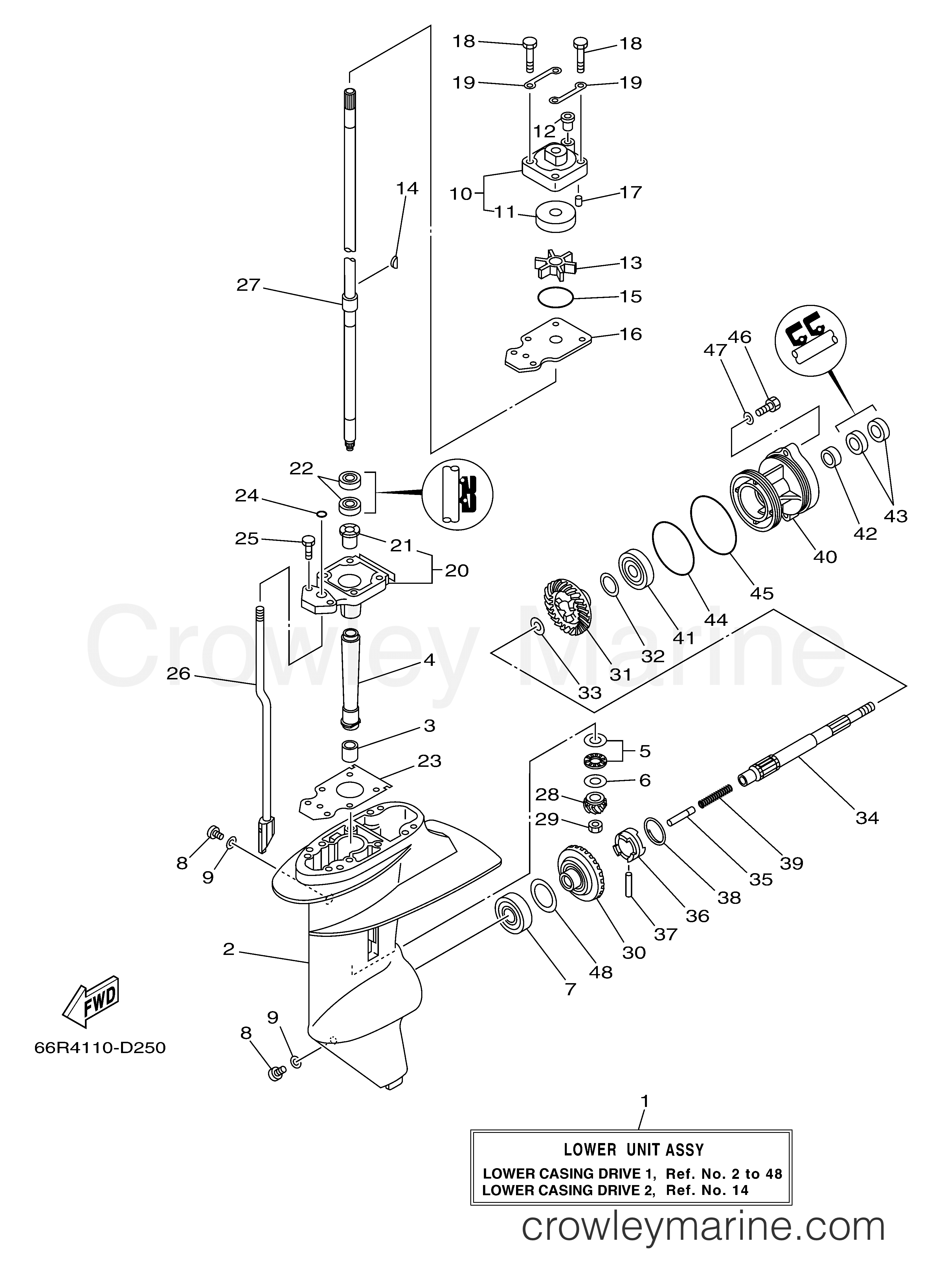 Yamaha Motors T9.9EXH2 - LOWER CASING DRIVE 1