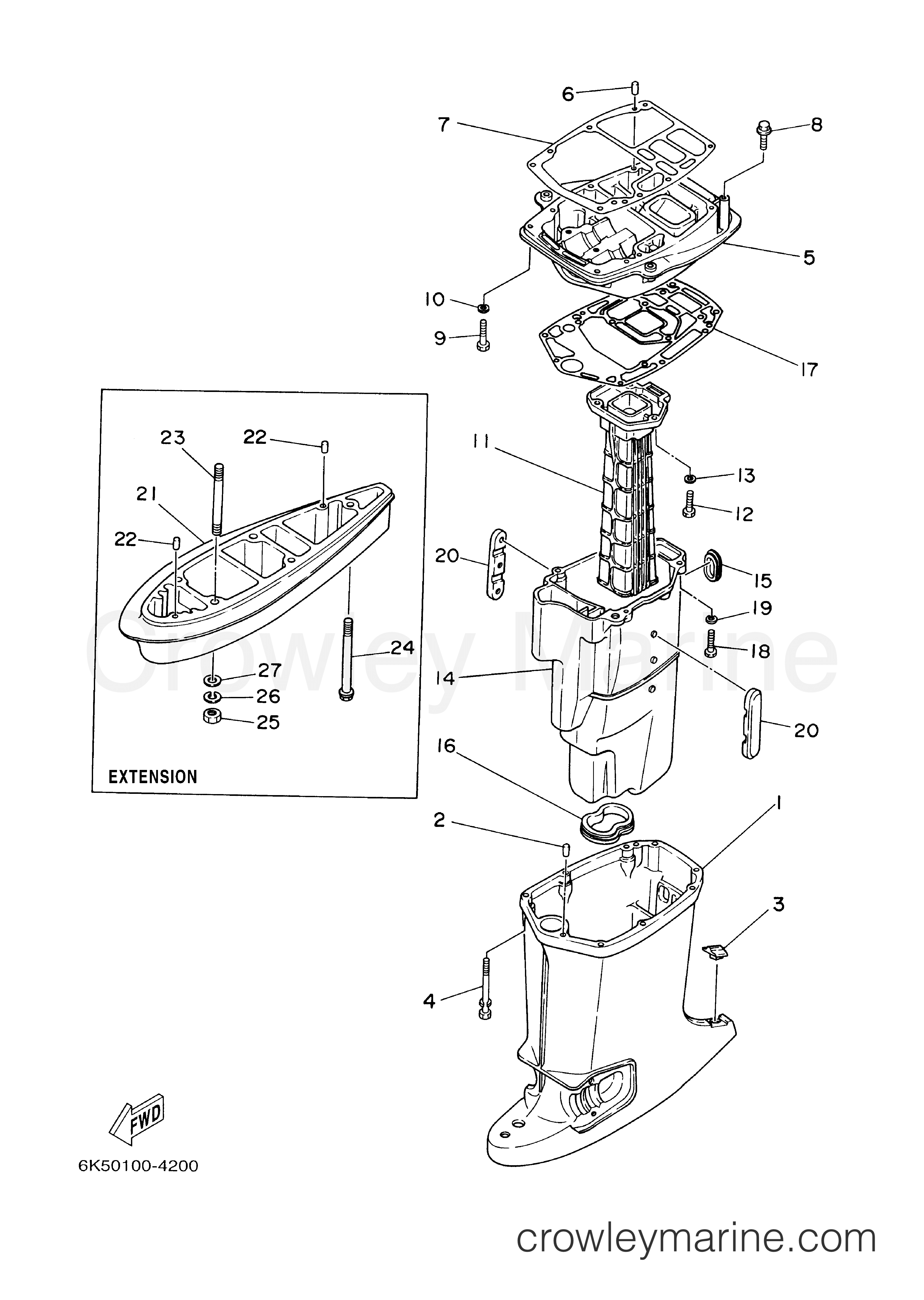Yamaha Motors E60MLHY - UPPER CASING