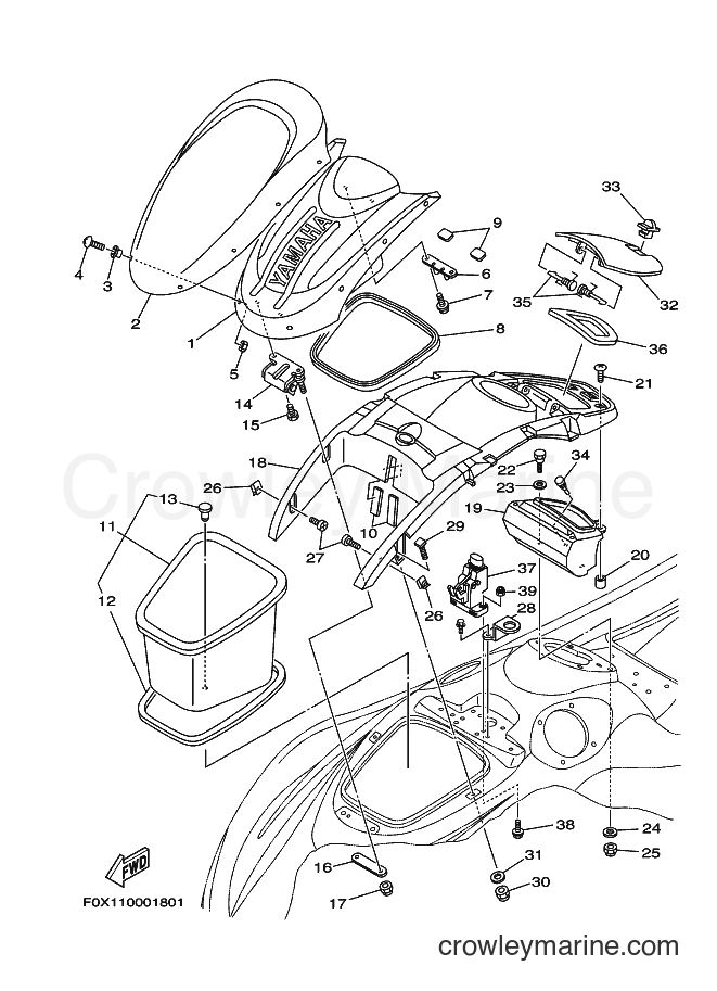Yamaha Motors ENG FOR GP1200 (68BA) [01A] - ENGINE HATCH 2