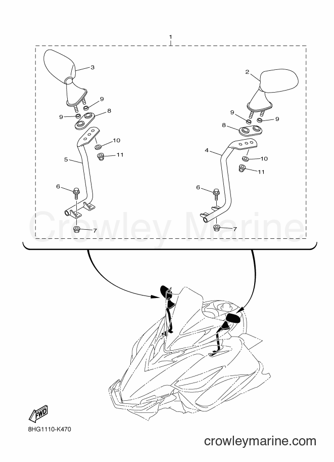 2012 Snowmobile RX10R - RX10R (8HG2) [020] - ALTERNATE REAR VIEW MIRROR