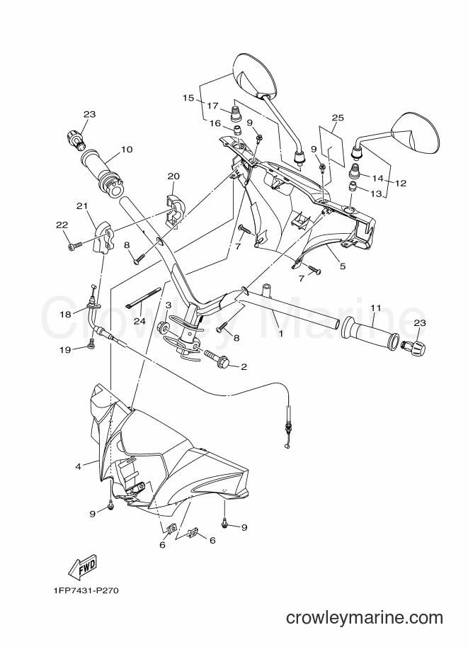 Yamaha Motors T115FLSEC (1FP7) [010] - STEERING HANDLE & CABLE