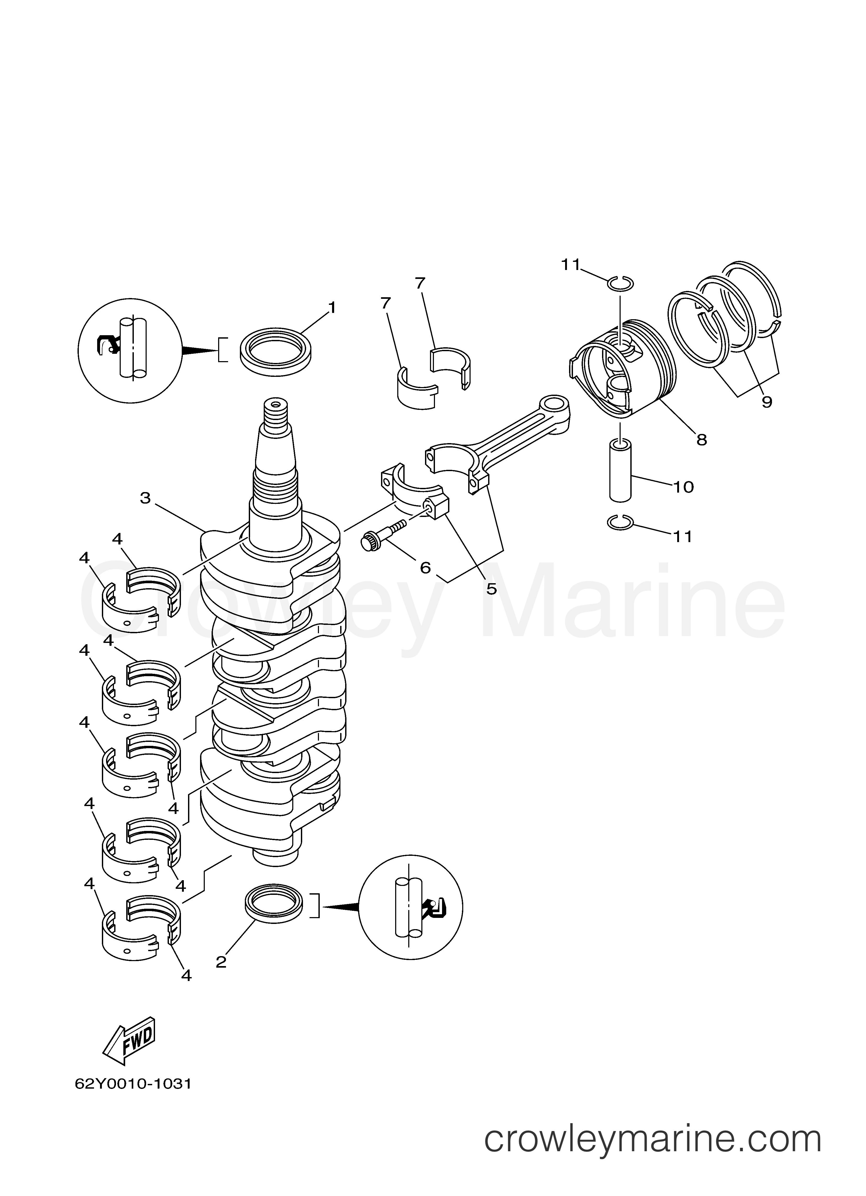 Yamaha Motors T50TLRC - CRANKSHAFT PISTON