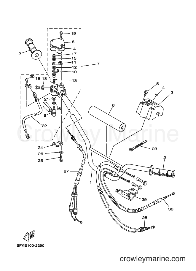 2002 ATV YFZ350 - YFZ350 (5FKF) [010] - STEERING HANDLE & CABLE