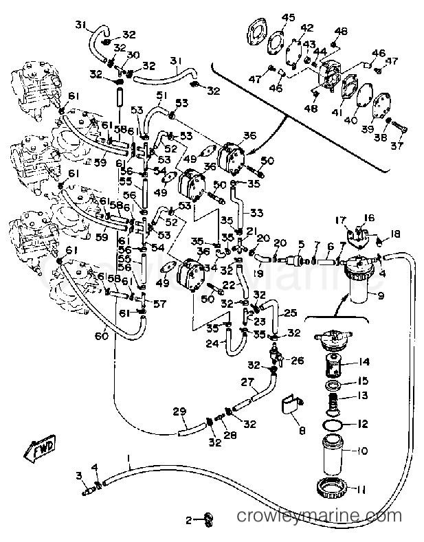 FUEL SYSTEM 1 1990 Yamaha Outboard 250hp 250ETXD Crowley Marine