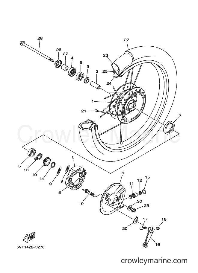 2004 Scooter T110E - T110E (5VT5) [010] - FRONT WHEEL FOR DRUM BRAKE