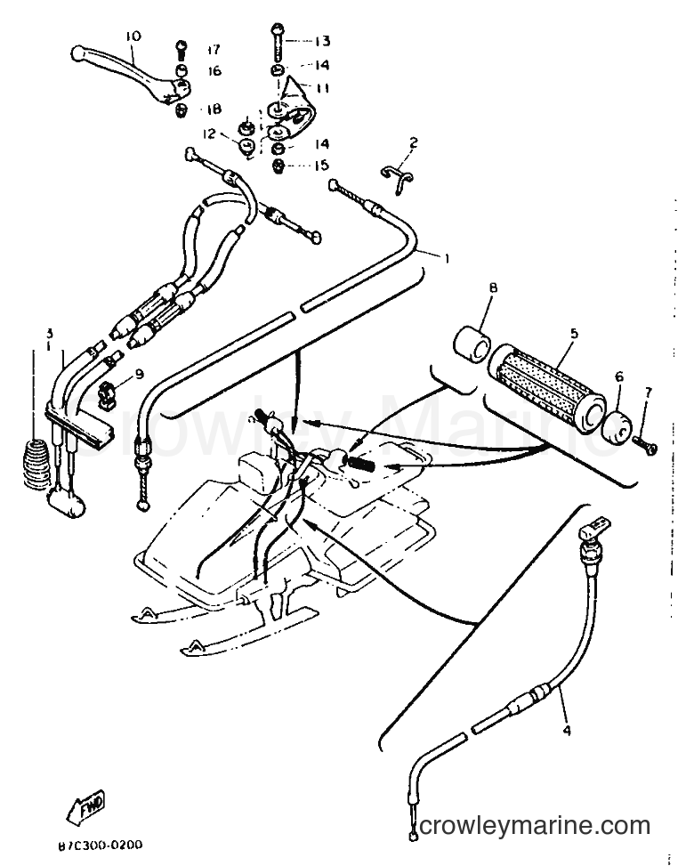 1990 Snowmobile SV125P - SV125P (87C1) [999] - CONTROL CABLE
