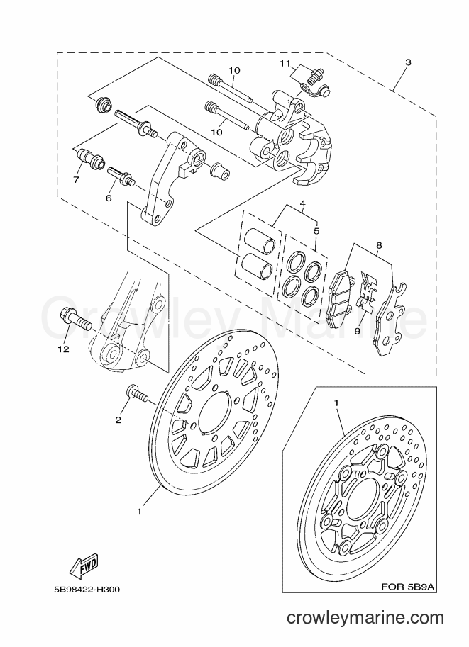 2009 Scooter T110SEC - T110SEC (5B9A) [010] - FRONT BRAKE CALIPER