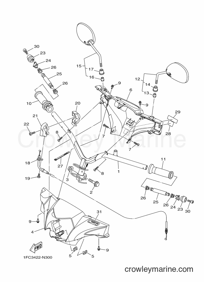 Yamaha Motors T115FLSE (1FC4) [010] - STEERING HANDLE & CABLE