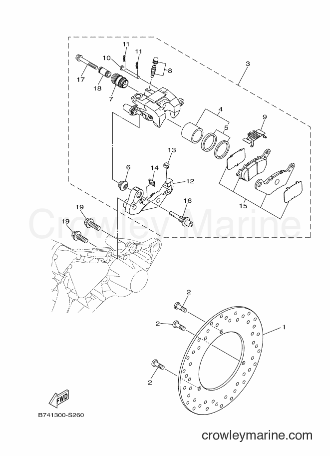 2017 Scooter CZD300-A - CZD300-A (B741) [010] - REAR BRAKE CALIPER