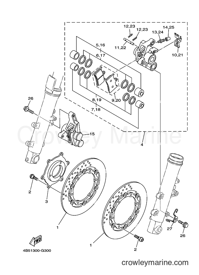 2009 Maxi-Scooter XP500 - XP500 (4B54) [010] - FRONT BRAKE CALIPER