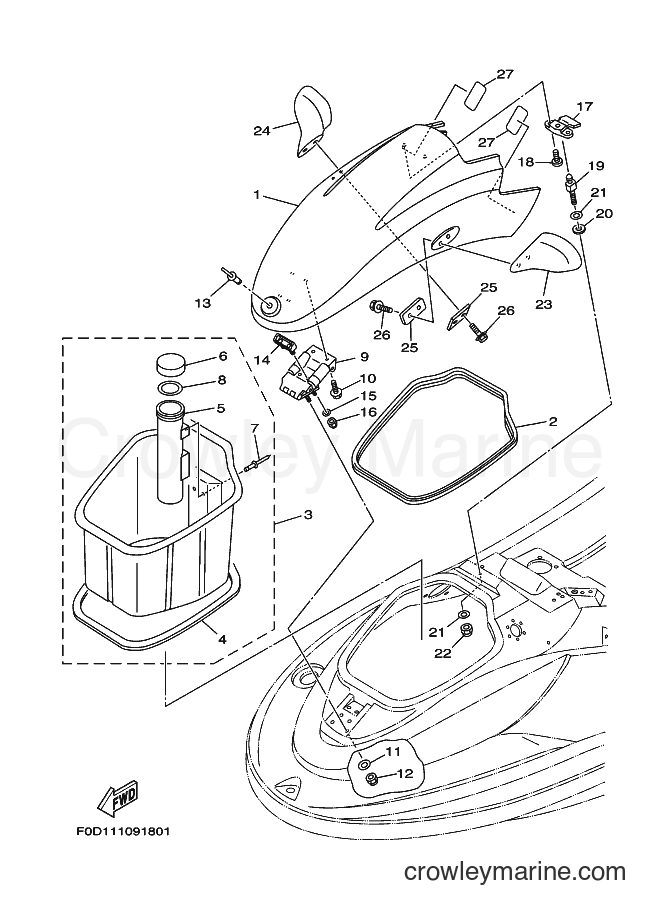 Yamaha Motors ENG FOR XA1200 (67B) [020] - ENGINE HATCH 2