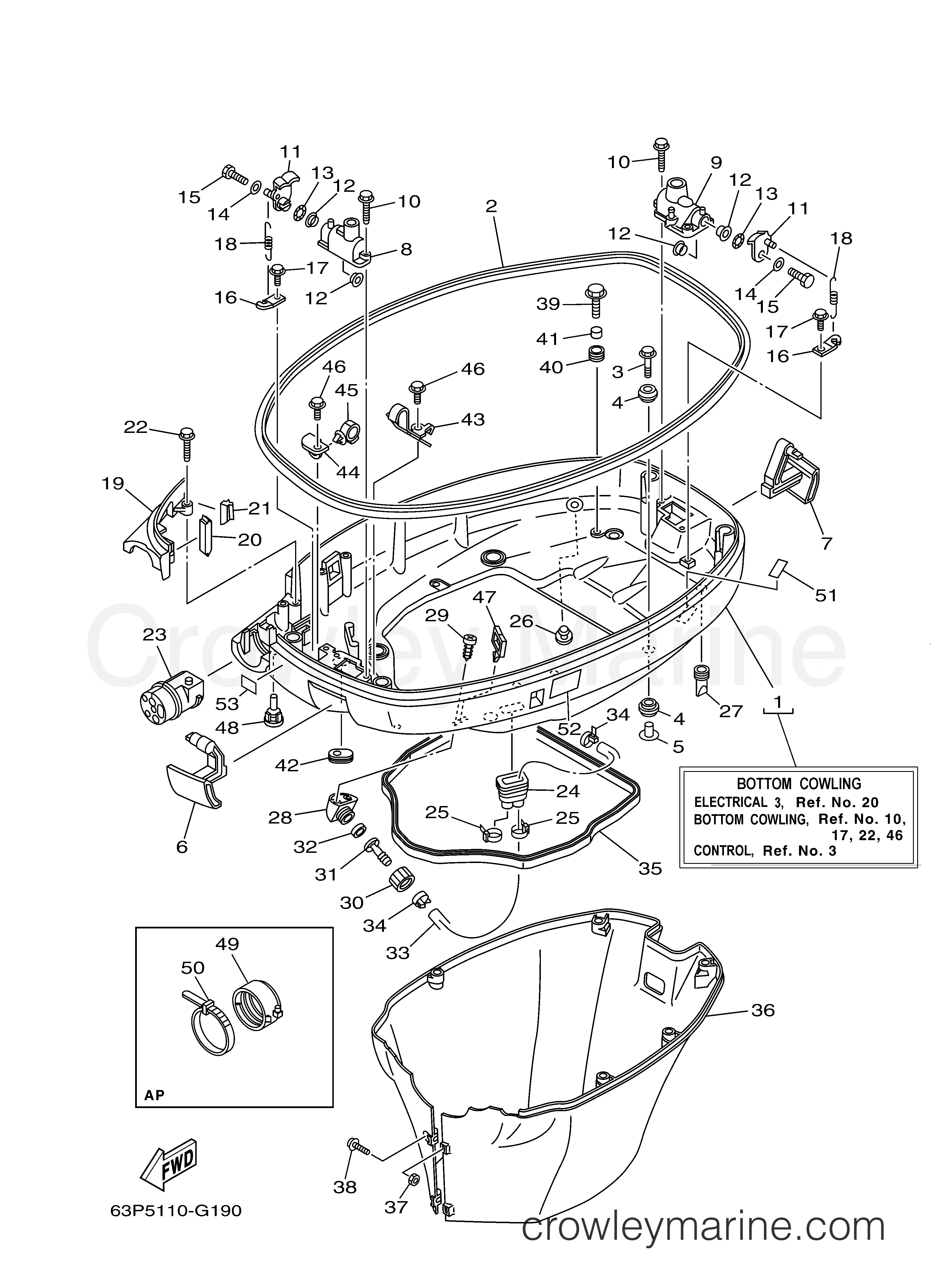 Yamaha Motors F150TXR - BOTTOM COWLING