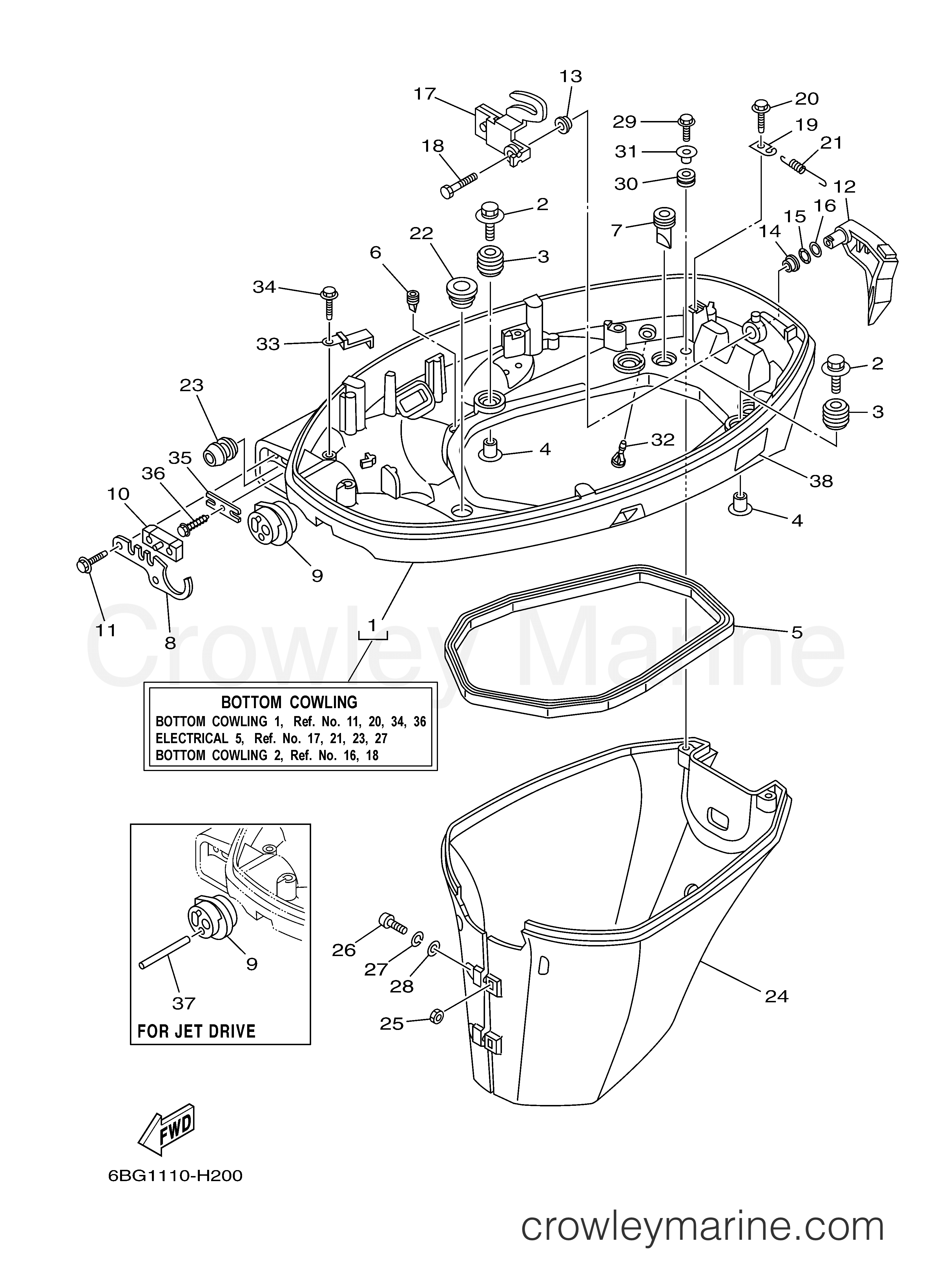 Yamaha Motors F40LA - BOTTOM COWLING 1