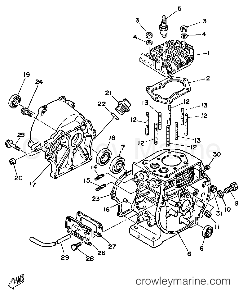 Yamaha Motors EF1400 - CYLINDER CRANKCASE ~801500