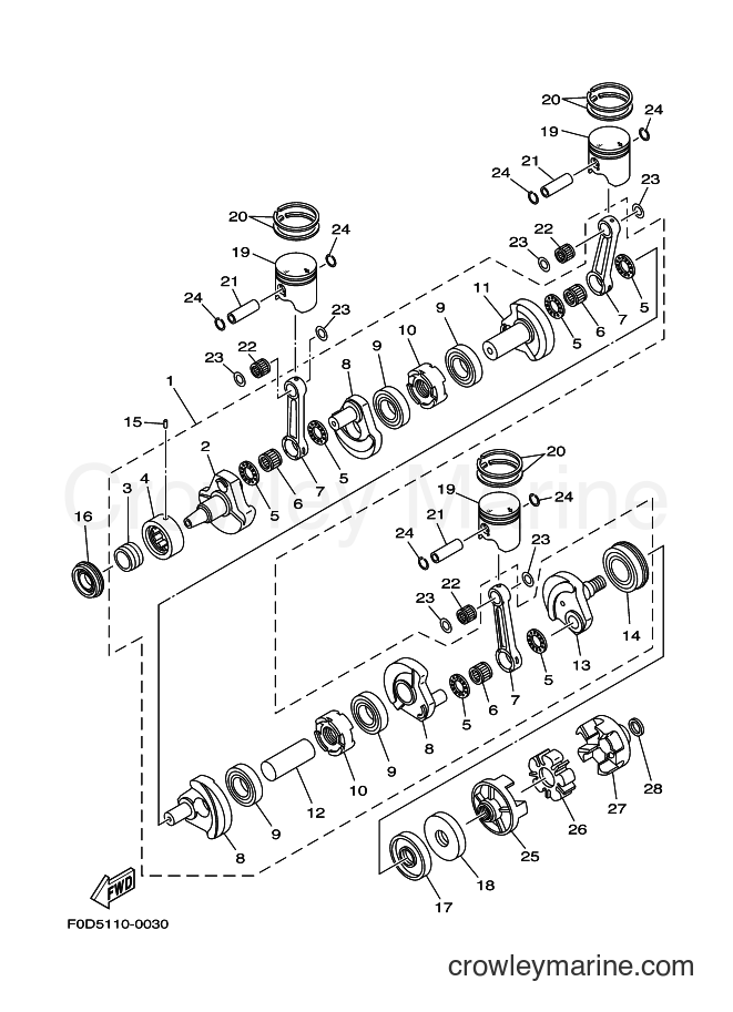 Yamaha Motors JET FOR GP1200 (67X1) [010] - CRANKSHAFT & PISTON