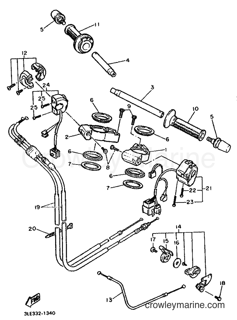 1991 Sport Bike FZR1000 - FZR1000 (3LG3) [999] - STEERING HANDLE & CABLE
