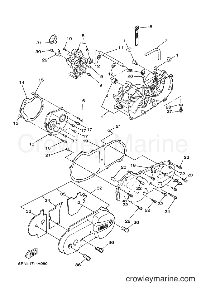 2002 Scooter YW50 - YW50 (5PN1) [010] - CRANKCASE