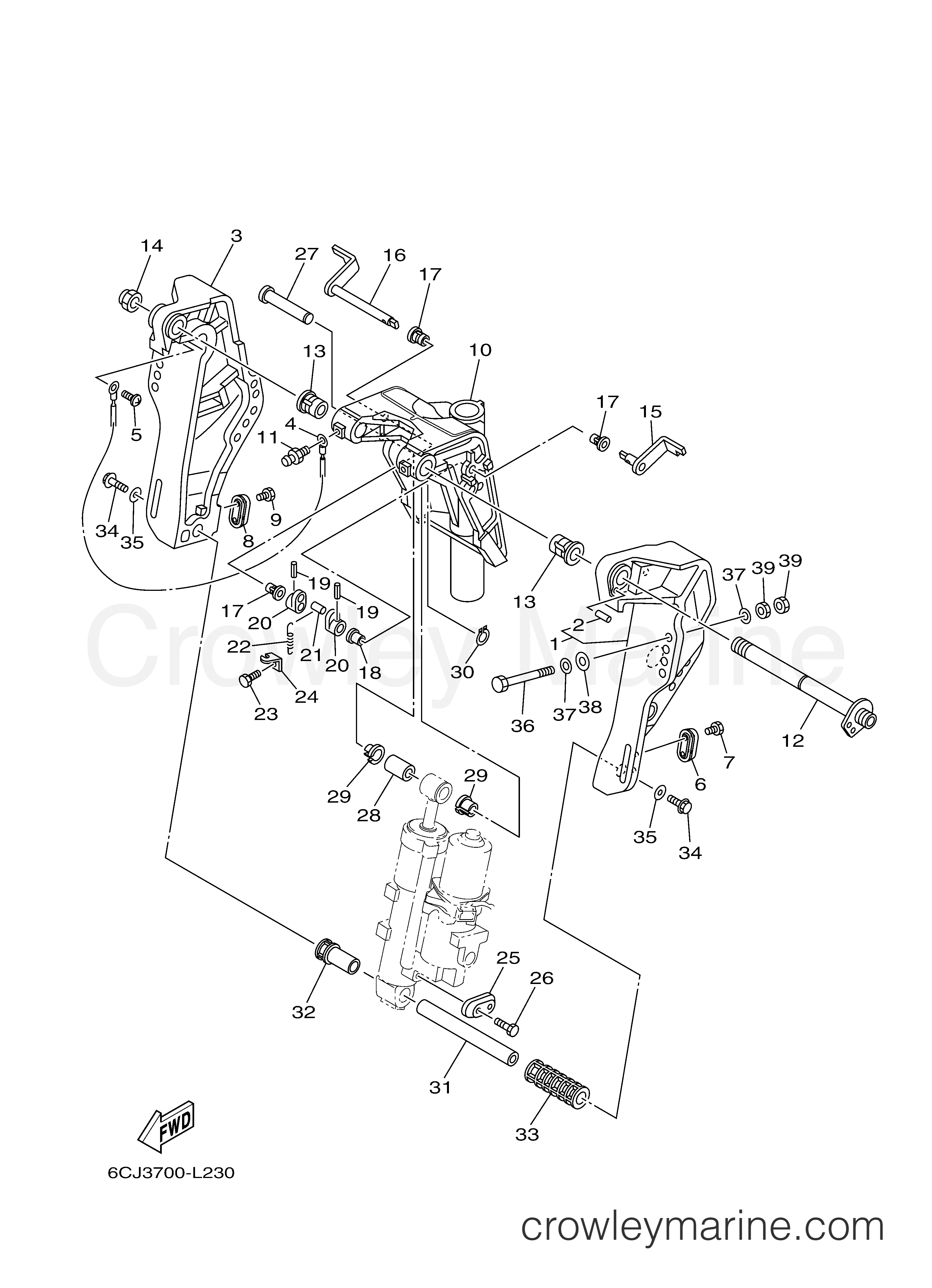 BRACKET 1 - 2014 Yamaha Outboard 70hp F70LA | Crowley Marine