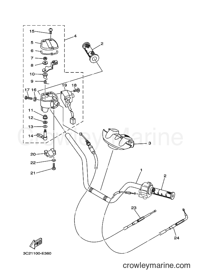 Yamaha Motors YFM450FAS (3C29) [010] - STEERING HANDLE & CABLE