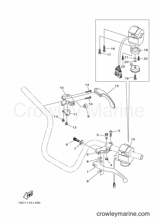 Yamaha Motors YFM300 (1SC1) [010] - HANDLE SWITCH & LEVER