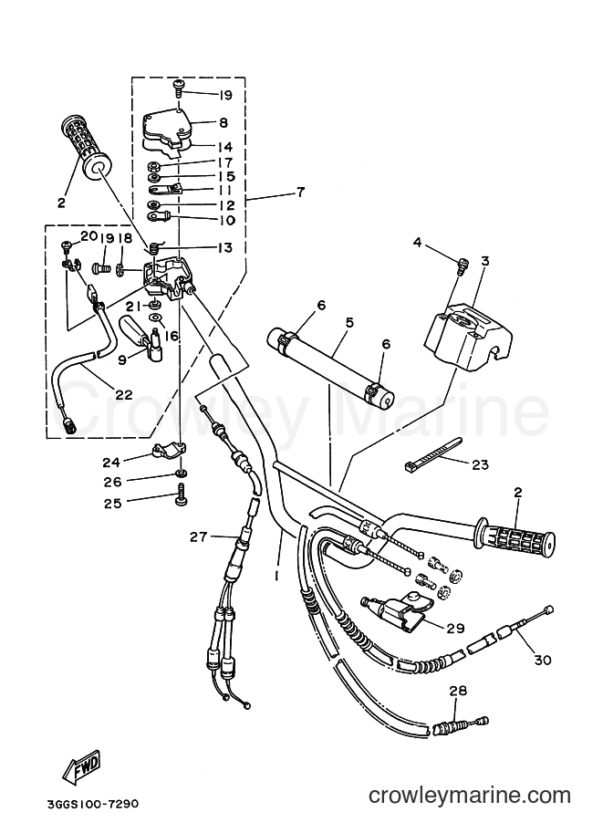 1999 ATV YFZ350 - YFZ350 (5FK3) [010] - STEERING HANDLE & CABLE