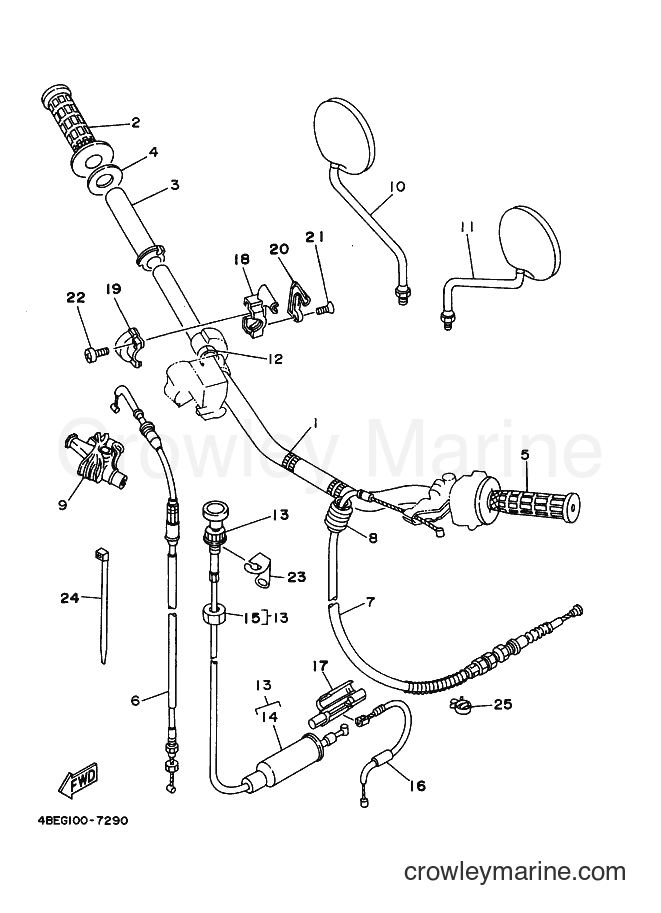 2000 Dirt Bike XT225 - XT225 (4BEU) [010] - STEERING HANDLE. CABLE