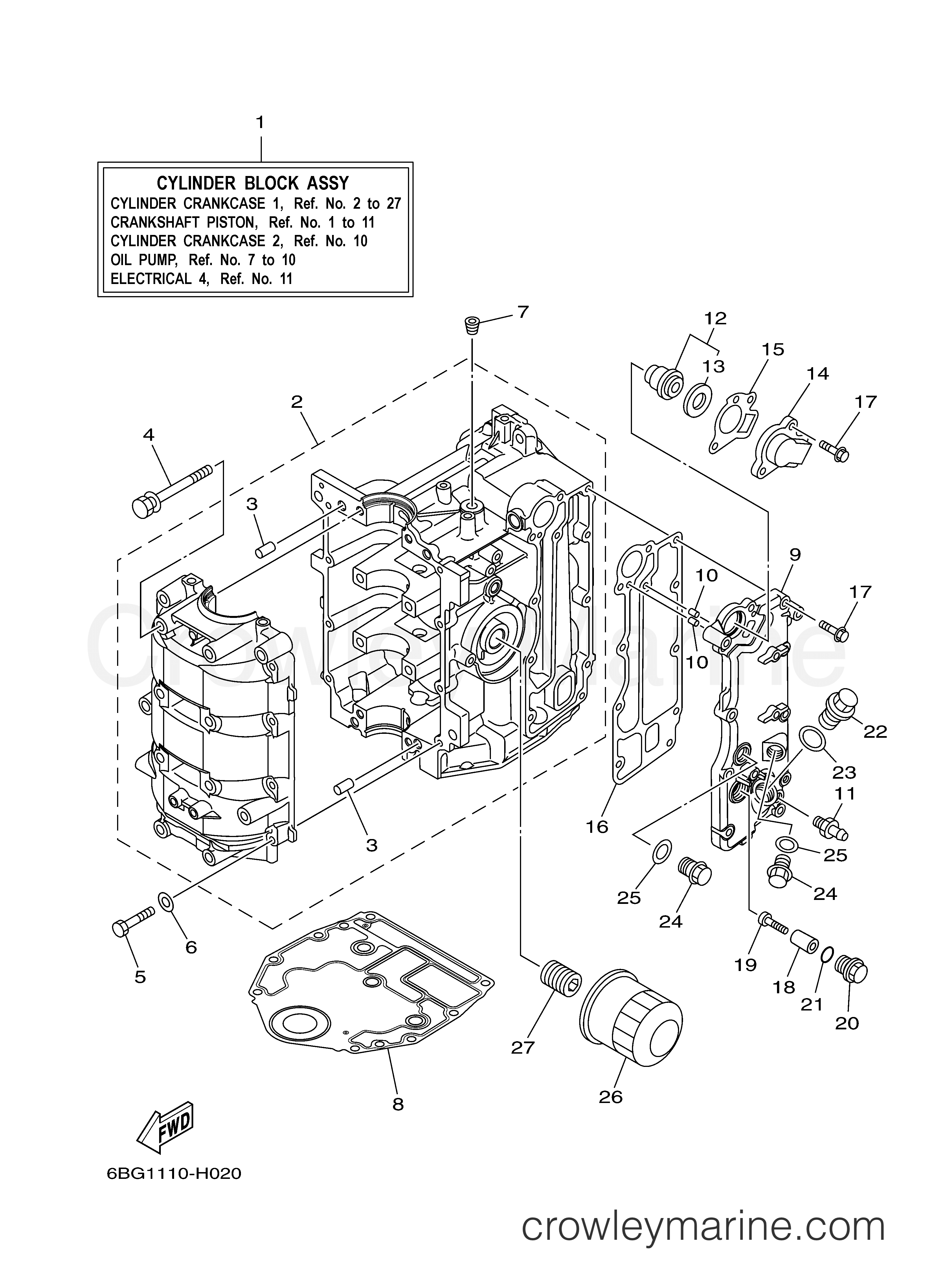 Yamaha Motors F40LA - CYLINDER CRANKCASE 1