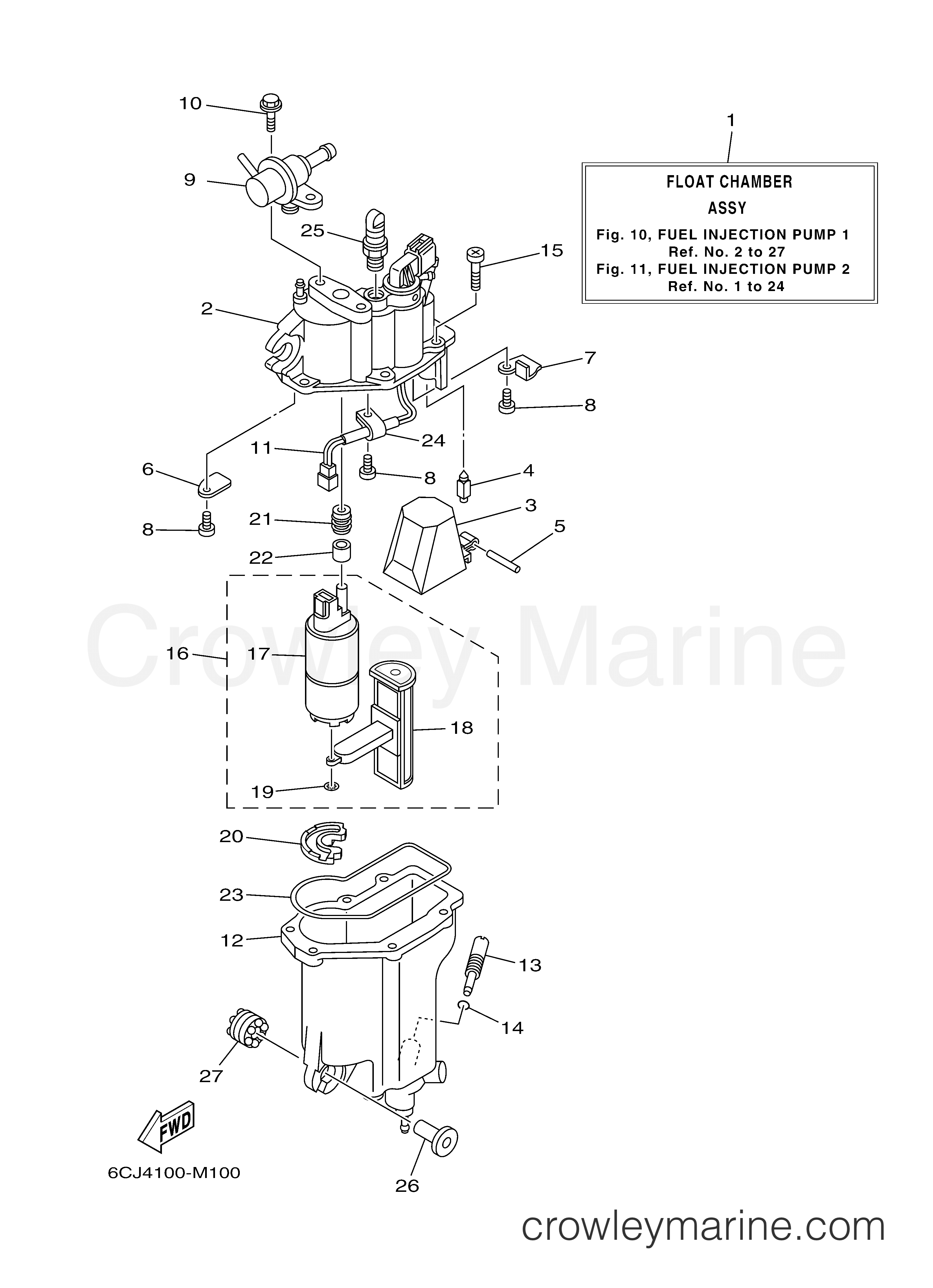 FUEL INJECTION PUMP 1 2013 Outboard 70hp F70LA Crowley Marine