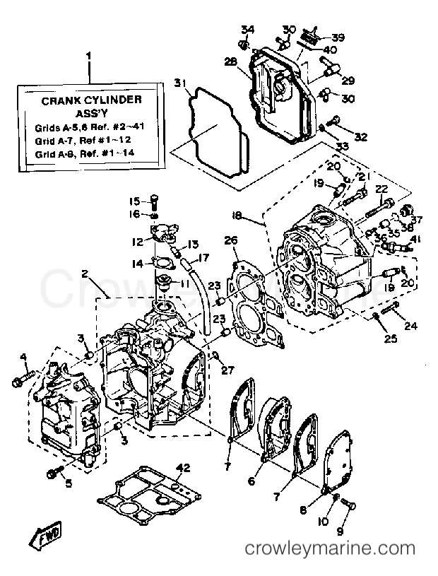 Yamaha Motors FT9.9EXK - CRANKCASE - CYLINDER