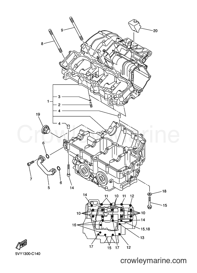 2008 Sport Bike YZF-R1 - YZF-R1 (4C8D) [010] - CRANKCASE