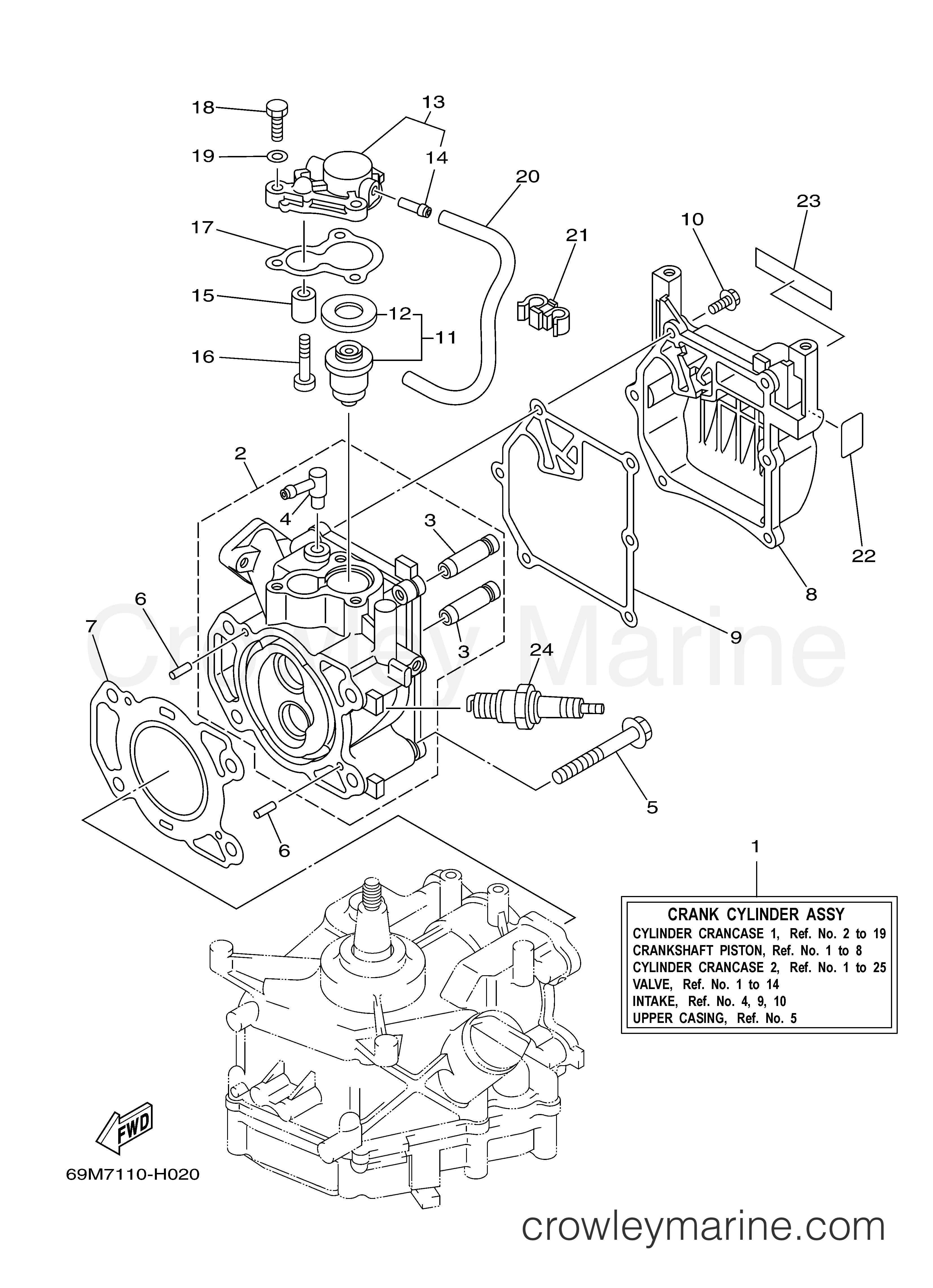 Yamaha Motors F2.5MSH - CYLINDER CRANKCASE 1