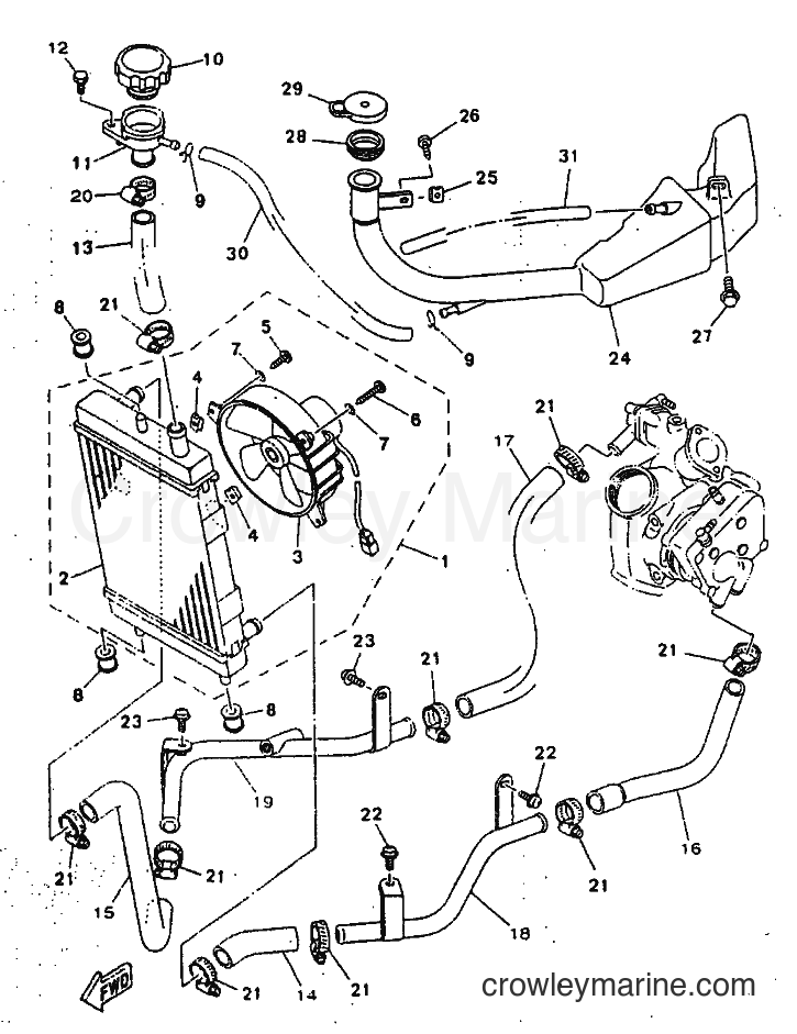 1999 Scooter YP125E - YP125E (5DS8) [010] - RADIATOR