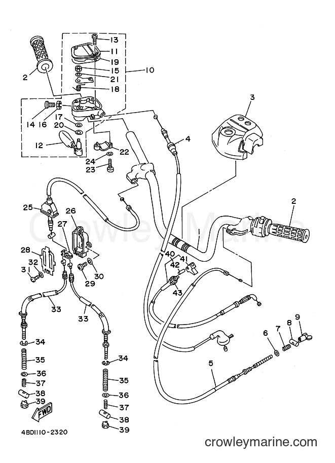 Yamaha Motors YFB250 (4BDH) [010] - STEERING HANDLE & CABLE