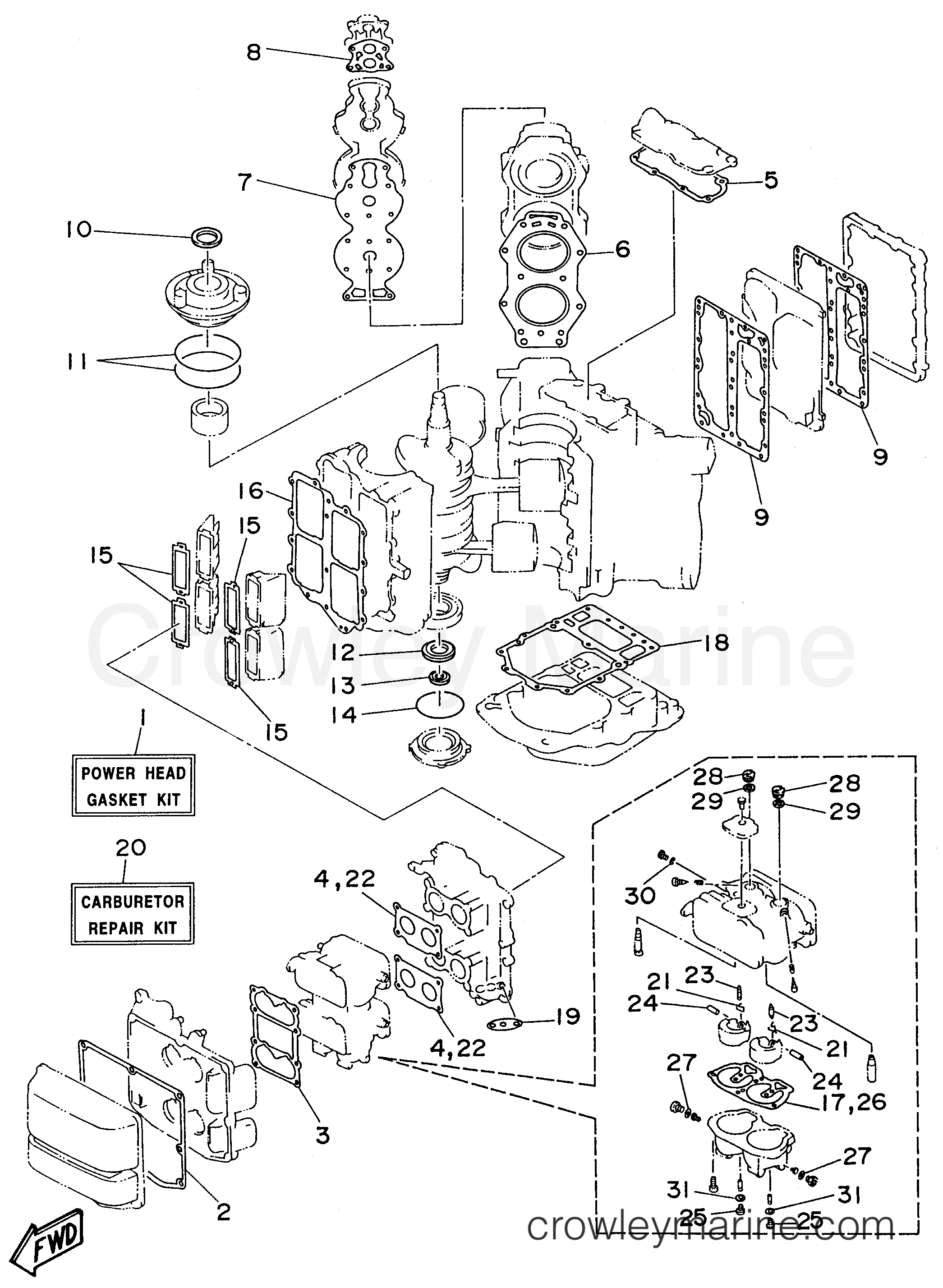 REPAIR KIT 1 - 1996 Outboard 115hp C115TLRU | Crowley Marine