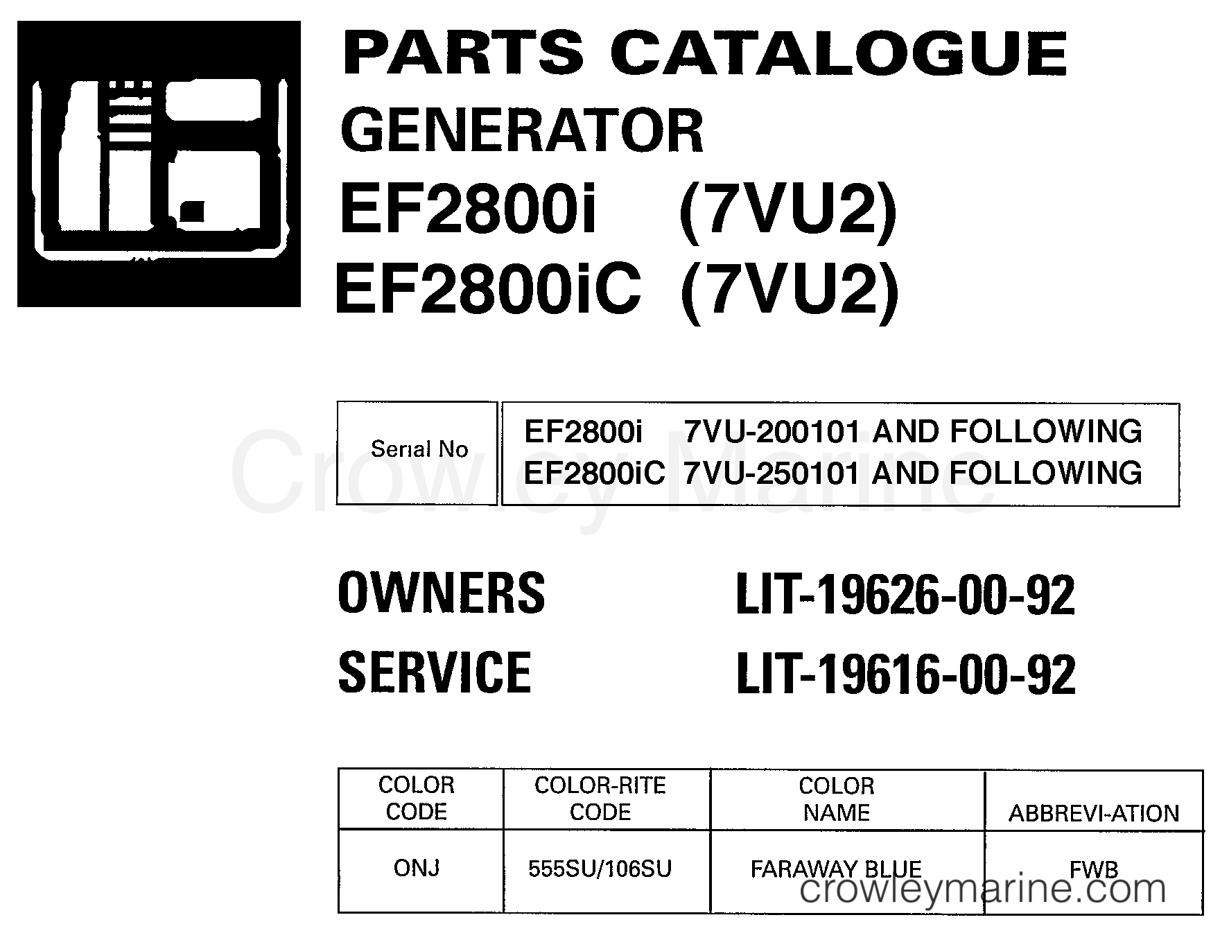 2000 Generator 2800 - EF2800I - 1 TITLE PAGE