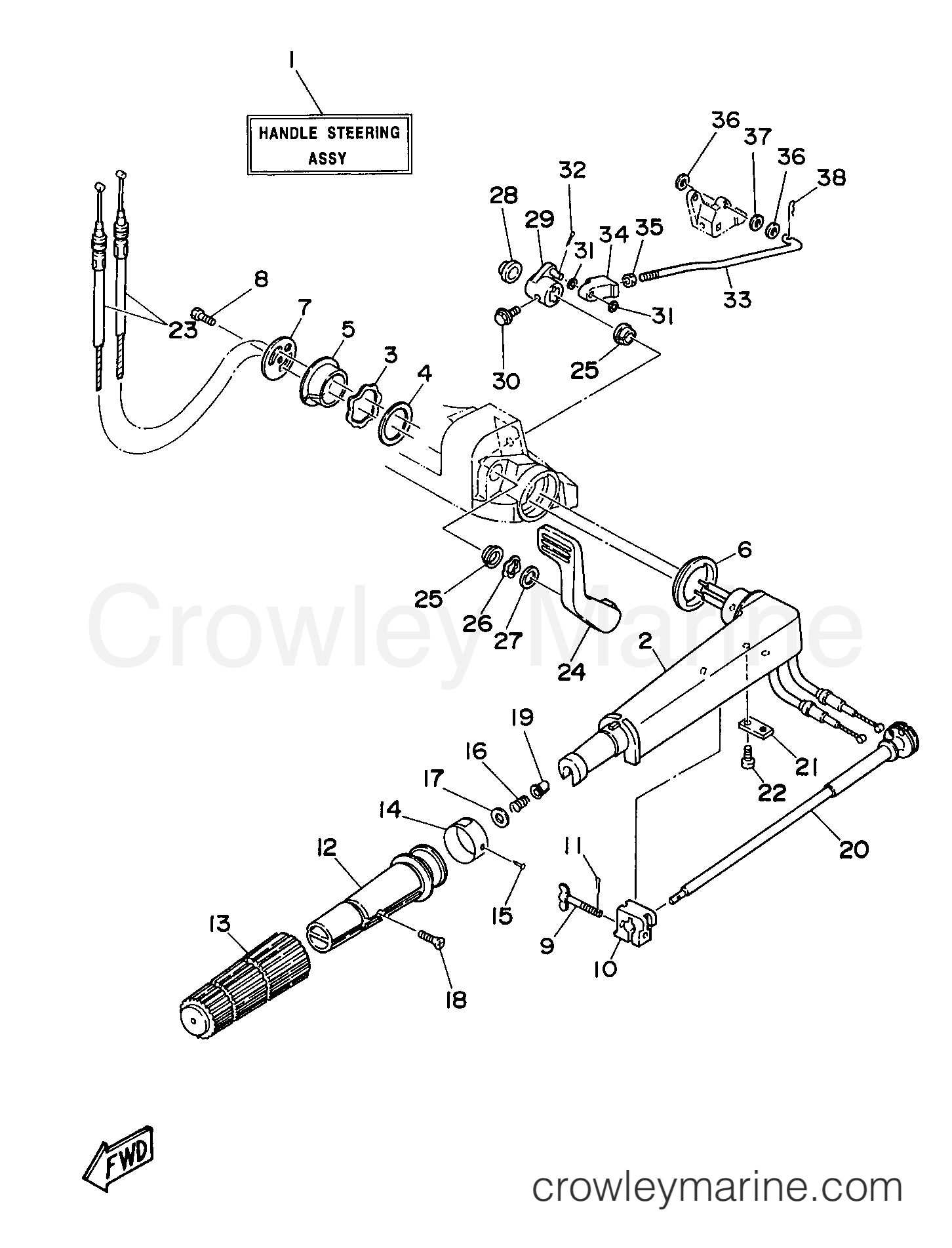 Yamaha Motors 25ESHX - STEERING 25MH EH