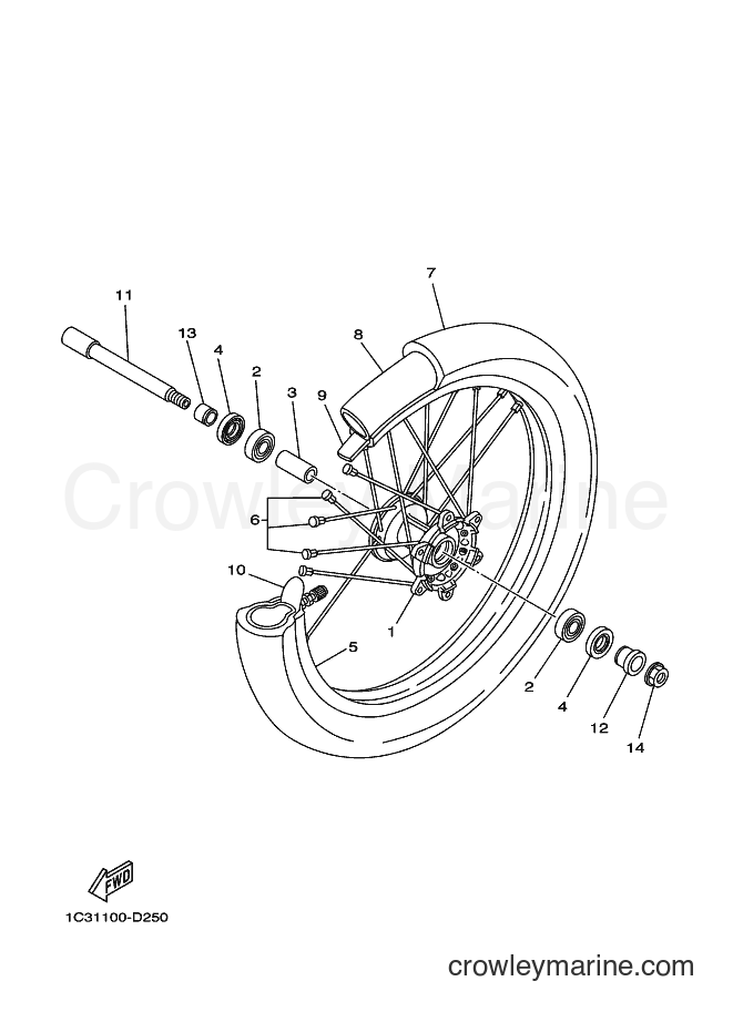 2007 Dirt Bike YZ250 - YZ250 (1P8A) [010] - FRONT WHEEL