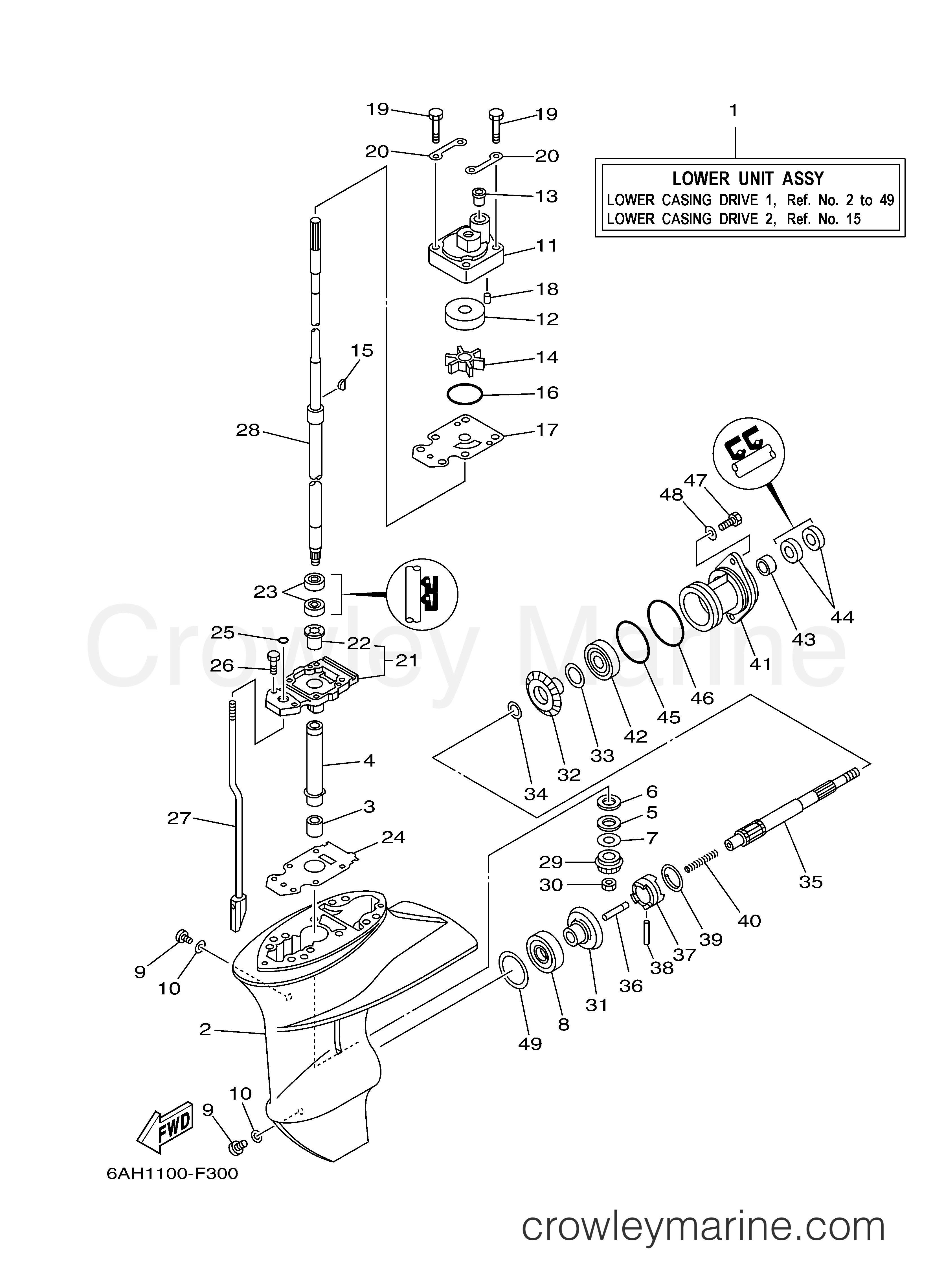 Yamaha Motors F20ELR - LOWER CASING DRIVE 1