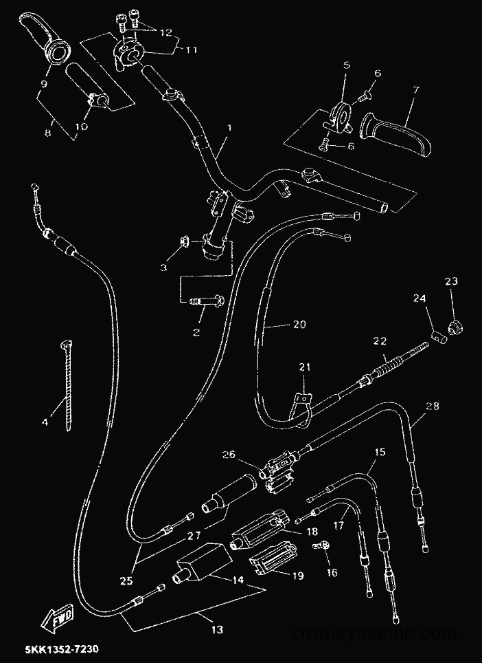 1999 Scooter YN100 - YN100 (5KK1) [999] - STEERING HANDLE & CABLE