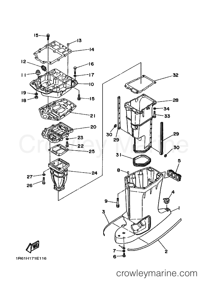 Yamaha Motors PRO-V200 (61H0) [010] - UPPER CASING