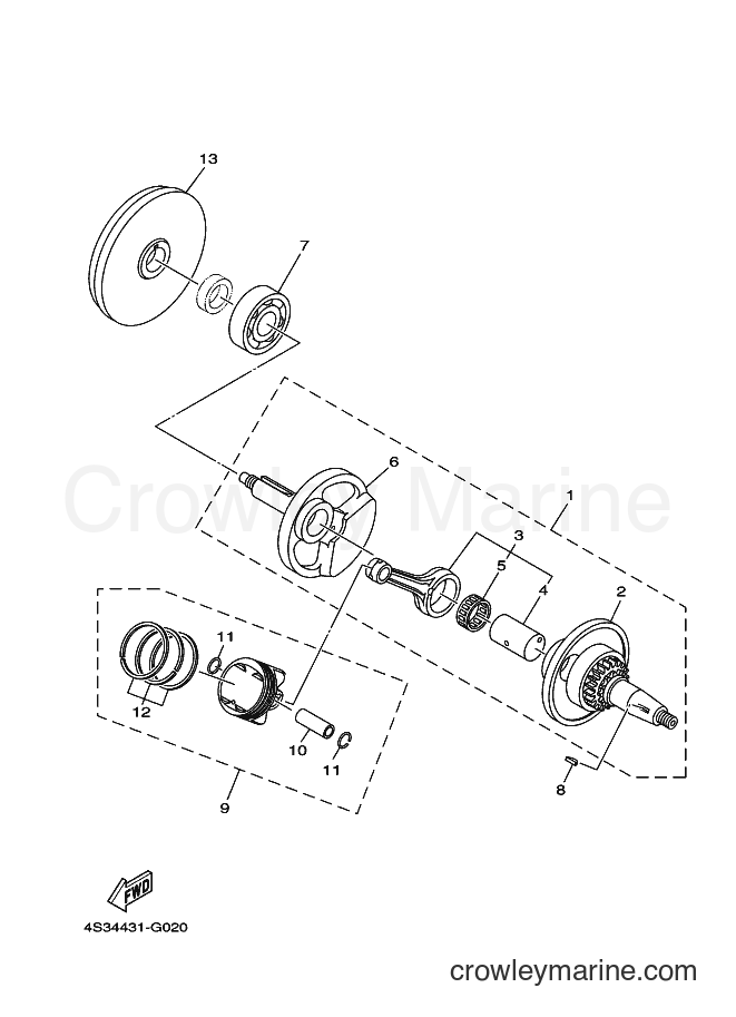 2008 Dirt Bike JT135 - JT135 (4S3B) [010] - CRANKSHAFT & PISTON