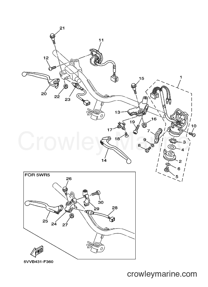 Yamaha Motors AL115 (5WR5) [010] - HANDLE SWITCH & LEVER