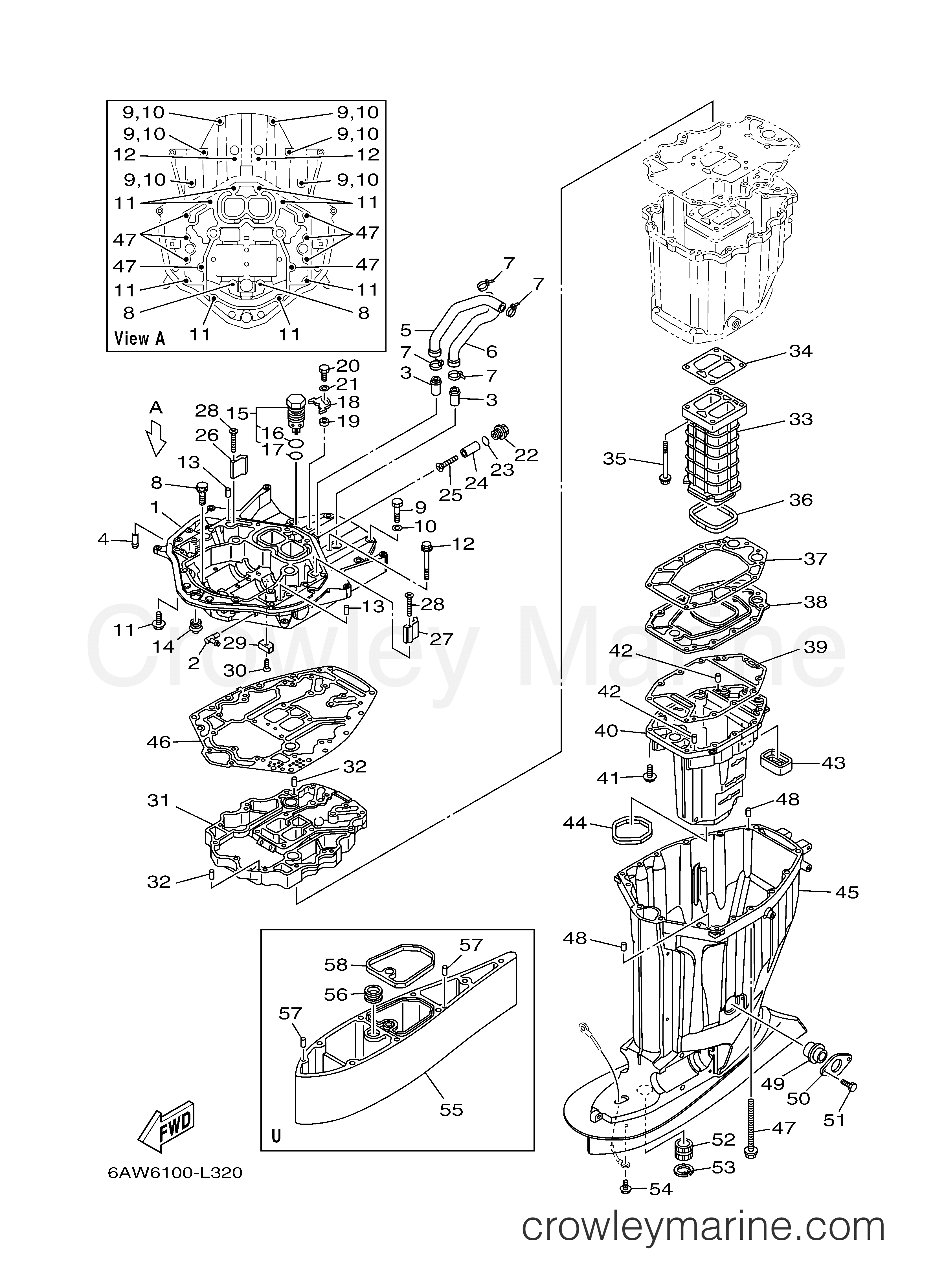 Yamaha Motors F350XCB - UPPER CASING