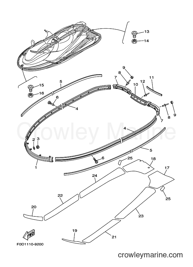 Yamaha Motors ENG FOR XA1200 (67BA) [02A] - GUNWALE & MAT