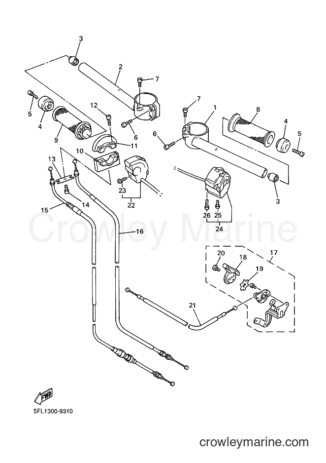 1999 Sport Bike YZF-R7 - YZF-R7 (5FL1) [010] - STEERING HANDLE & CABLE