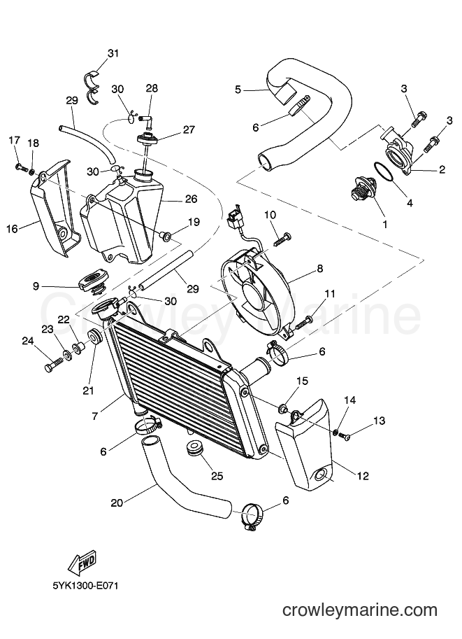2012 Street Bike MT03 - MT03 (2BF1) [030] - RADIATOR & HOSE