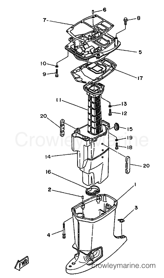 Yamaha Motors 25B (62U) [999] - UPPER CASING