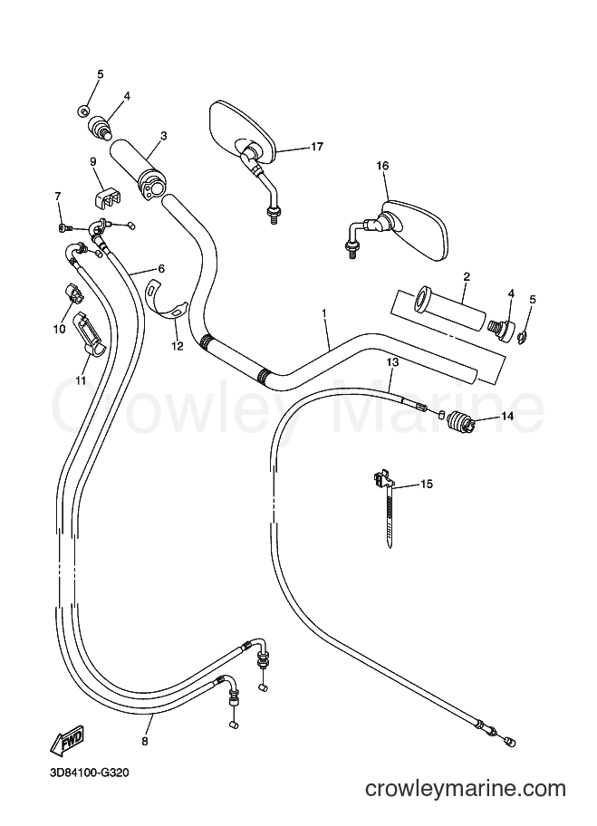 Yamaha Motors XVS1300CT (5S69) [020] - STEERING HANDLE & CABLE